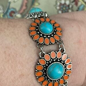 Gorgeous Faux Turquoise Silver Bracelet